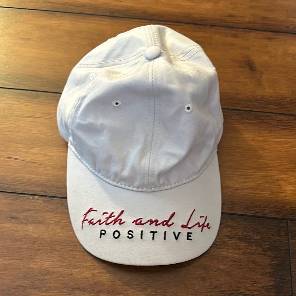 White Kids Cap with Positive Embroidery